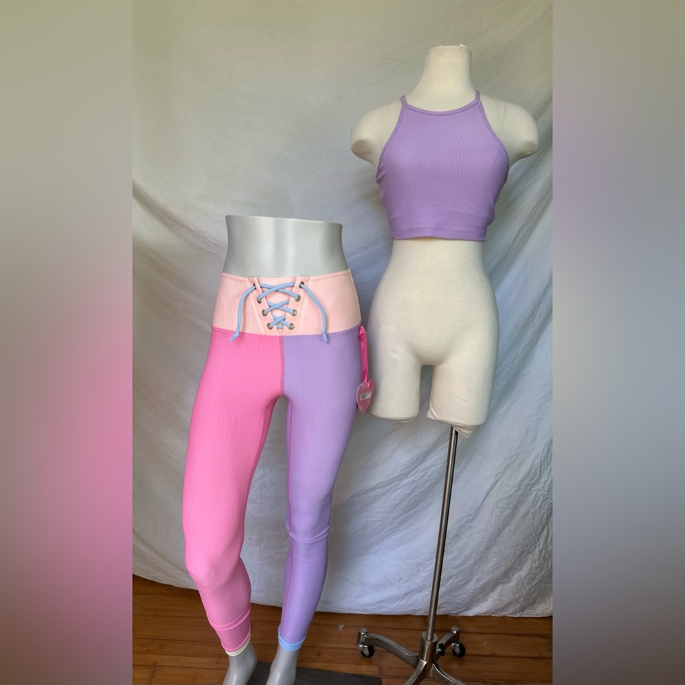LoveShackFancy Lavender and Pink Sports Bra